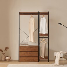 [삼익가구] 브랜티&에린 철제 드레스룸 시스템 옷장 세트, 월넛