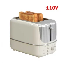 110V/220V 전기 토스터 아침식사용 빵 가열기 자동 팝업 굽는 오븐 샌드위치 메이커 2슬라이스, 11 White 110V