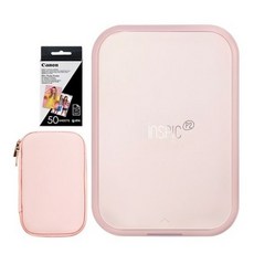 캐논 인스픽 P2 포토프린터 휴대용 + 인화지 60매 + 케이스 랜덤발송 세트, PV-223, 로즈골드