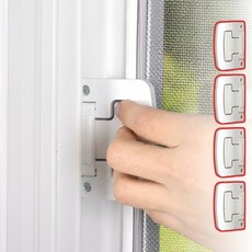 주니르 열리지 않는 방충망 잠금장치 베란다 아파트 안전, 화이트, 4개