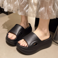 EVA厚底拖鞋 夏日海邊防滑涼拖, 黑色, 39-40