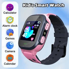 새로운 스마트워치 어린이 SOS GPS 위치추적 카메라 터치스크린 전화 음성 채팅 사진 게임 남아 선물, 01 Pink