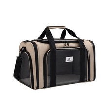 통기성 우수한 대용량 반려동물 휴대용 가방 강아지 고양이 외출용 숄더백 숄더백 패브릭 캐리어 야외 여행용 편안한 운반용, 1개, 베이지