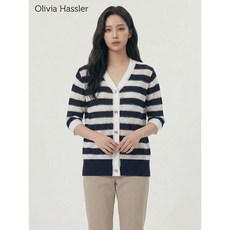 올리비아하슬러 네이비 스트라이프 아크릴 가디건 OHCMSW701