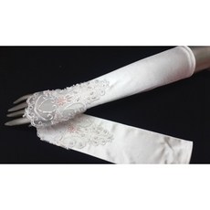 一生一世 露指蕾絲縫珠緞面手套 - 兩色可選