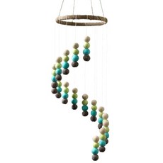 나선 펠트 볼 용 천장 모빌 브라운 터키색 라임 그린 아몬드 중립 실 장식 남아 여아 선물 수제 100 울 모양, 나선 펠트 볼 천장 모빌 브라운 터키색 라임 그린 아몬