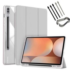 갤럭시탭S10 플러스 울트라 호환 클리어 투명 북커버 케이스 S펜슬 수납 S10+ Ultra 삼성 케이스나라, 실버, 1개