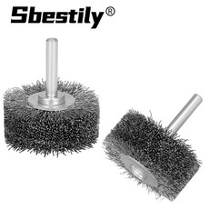 T형 휠 브러시 2인치 강철 브러시 (전동 드릴용 회전 공구) - 녹 제거 용접 후 정리 강판 연마, 2개