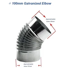 환풍 튜브 커넥터 아연 도금 배기 피팅 덕트 팔꿈치 나사 욕실 45 ° ² 100-200mm, 07 100mm, 1개