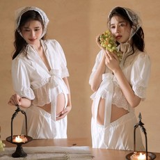 만삭 촬영옷 만삭의상 셀프 10 사이즈 프리 디자인 만삭사진 조끼+등롱바지 임부복 슬림 모