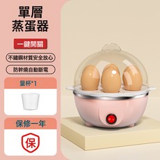 新款煮蛋器自動斷電蒸蛋器多功能蒸雞蛋家用全自動小型早餐神器, 單層蒸蛋器-粉色:美規(110V)