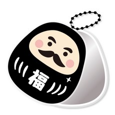 Twinko 貓吉達摩達摩丸 壓克力旋轉鏡 隨身鏡 掛飾, 1個, 守福達摩丸-黑