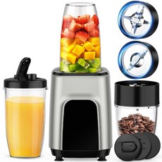 Smoothie 블렌더 900W 개인용 블렌더 및 그라인더 콤보 쉐이크 및 스무디용 BPA 프리 휴대용 컵 3개 포함 콩 견과류용, Smoothie 블렌더, 900W 개인용 블렌더 및 그