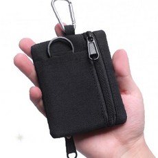 휴대용 소지품 보관 양면지퍼 고리부착 카라비너 연결 블랙 미니 수납 파우치 가방, 1개, 블랙_B94