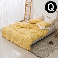 구니스토어 순면 차렵이불 세트 Q 옐로우 생활침구관리 건조빠름 체온유지설계