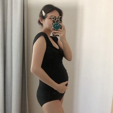皺褶連身泳衣大尺碼孕婦媽媽泳裝