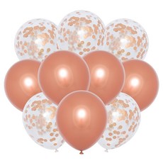 아트포유 컨페티 풍선 세트 라운드 크롬 메탈 풍선 혼합, 10개, 핑크 골드
