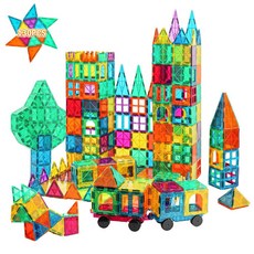 Bmag 마그네틱 타일 빌딩 블록 3D 교구 STEM 130PCS, 1개