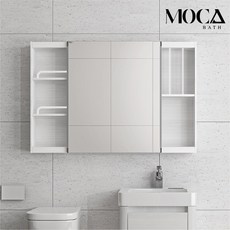 모카바스 모던 슬라이드 욕실 수납장 전면 거울 슬라이딩 욕실장 화장실 장난감 수건 욕실 용품 정리 수납 가구 출장 설치, 워시화이트, 모던 슬라이드 H800, 800x800x175