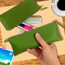 가죽 필통 만들기 키트 DIY 파우치 청소년 학생 교육용 체험 납작 올리브, 2-납작필통-크림 베이지