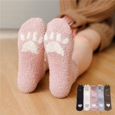 강아지 캐릭터 수면 양말 극세사 보온 후리스 롱 여성수 면양말 겨울 롱수면 크리스마스_rl