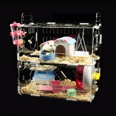 Funny紫色倉鼠籠子倉鼠屋透明雙層挖土用倉鼠屋倉鼠塔住宅, 1個, 3.雙層小03