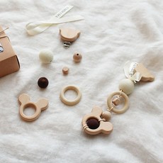 와이엠마마 유모차모빌 만들기 태교 DIY 우드모빌, A우드코끼리 브라운, 1개