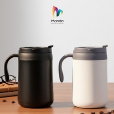 MONDO몬도 이중진공 머그컵 500ml /스텐머그컵 손잡이 텀블러 핸들형/보냉 보온병, 화이트