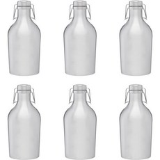 PROMOS 프로모션 더블린 스테인리스 맥주 재배기 2리터 6개 세트 벌크 팩 양조장 탭룸 홈브루 수제 실버, Blank – Silver, 6 bottles