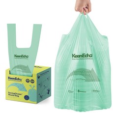 KeenEcho 초록빛 미니 손잡이 쓰레기봉투 무향 HDPE 누수방지 찢어짐방지 주방 침실 욕실 화장실 사무실용, 200개, 12L