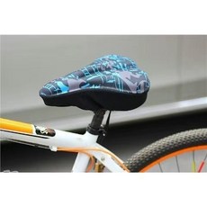 電動車加厚矽膠座墊套超軟腳踏車座加寬特大號加厚屁墊山地車座套, 升級硅膠迷彩藍坐墊套（送防雨罩）, 1個