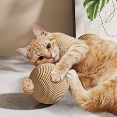 하른 고양이 장난감 스크래처 볼, 1개, 노란색