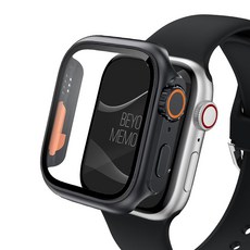 아이메이드잇 애플워치 강화유리 9H 풀커버 케이스, 블랙, 1개