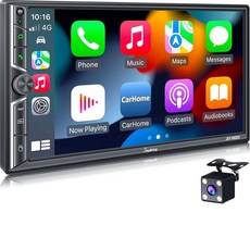 SjoyBring Double Din 자동차 스테레오 무선 CarPlay 및 안드로이드 오토 블루투스 미러링크 7인치 터치스크린 FM/AM 오디오 수신기 362064, SjoyBring Double Din 자동차 스테레오,