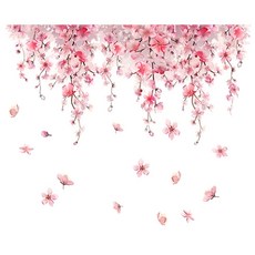 디망 벚꽃 창문 유리 시트지 접착형 투명 방수 무광 윈도우 스티커, 미디움 57x47