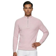 [보그너] 남성 반집업 투톤 니트 풀오버 L/PINK