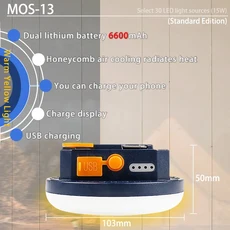 MOSLIGHTING 13500maH 80W 충전 가능 LED 캠핑 강광 줌 휴대용 손전등 패션 텐트 램프 휴대용 매달림 평방