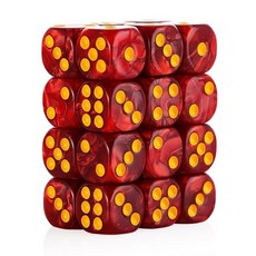 해외 Handan 24팩 16MM 6면 주사위 세트 반투명 색상 D6 게임 Yahtzee Bunco 또는 교육 수학을 위한 표준 휴대용 파우치 포함옐로우 미국매장정품+ 1723, .0002.16mm 레드 펄.