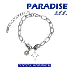 PARADISE 十字星圓球拼接手鏈，316L醫療鋼，高級感不掉色，低敏舒適, 1個