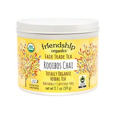 프렌드십 오가닉스 루이보스 차이 티백 유기농 및 공정무역 Friendship Organics Rooibos Chai Tea Bags Organic and Fair Trade, 22개(1팩), 1개