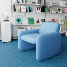 16피스 세미 부클레 라운지 1인쇼파 리클라이너 암체어, 블루(semi-boucle), 미니