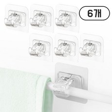 깔끔더하기 무타공 압축봉 커튼봉 접착걸이, 6개, 투명