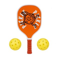 匹克球套裝 卡通成人學生楊木匹克球拍 USAPA認證 PICKLEBALL 初學者訓練球拍, 1個, 楊木橙色單拍送2個球