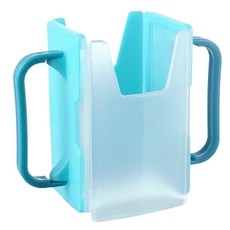 兒童托杯架 輔助杯架 防擠壓飲料架 摺疊鋁箔包牛奶杯, 兒童學習托杯架-天空藍, 1個