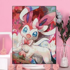 포켓몬 보석십자수 큐빅 수공예 비즈 보석 DIY 장식 캐릭터 만들기 공예, 1개, 30x40cm 도구 포함