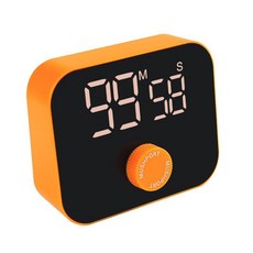 LED 旋轉定時器 廚房烹飪計時器 學習考研專用, 1個, YS-1001 橙色 LED 旋轉計時
