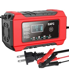 EAFC 완전 자동 자동차 배터리 충전기 AGM 젤 습식 납산 LiFePO4 배터리 충전기 LCD 디스플레이용 스마트, [01] US Plug