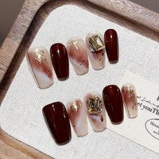 琥珀暮光 美甲穿戴甲 指甲貼片, 1個, BNP075-中T(長約2公分),XS碼(實品拍攝)