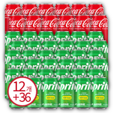 코카콜라 350ml 12캔 + 스프라이트 355ml 36캔 (총 48캔), 12개