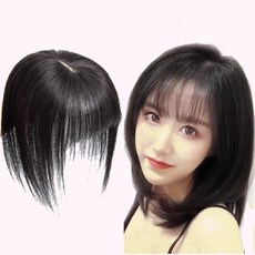 時尚巴黎女真髮補髮片透氣假髮片輕量免打理隱形增髮量假髮接髮(8*12cm遞針分縫74gy17), 自然黑,30cm, 1個